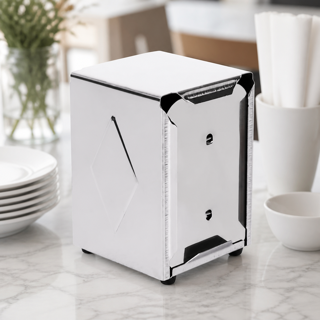 Commercial Stainless Steel Napkin Dispenser Dual Sided Loading