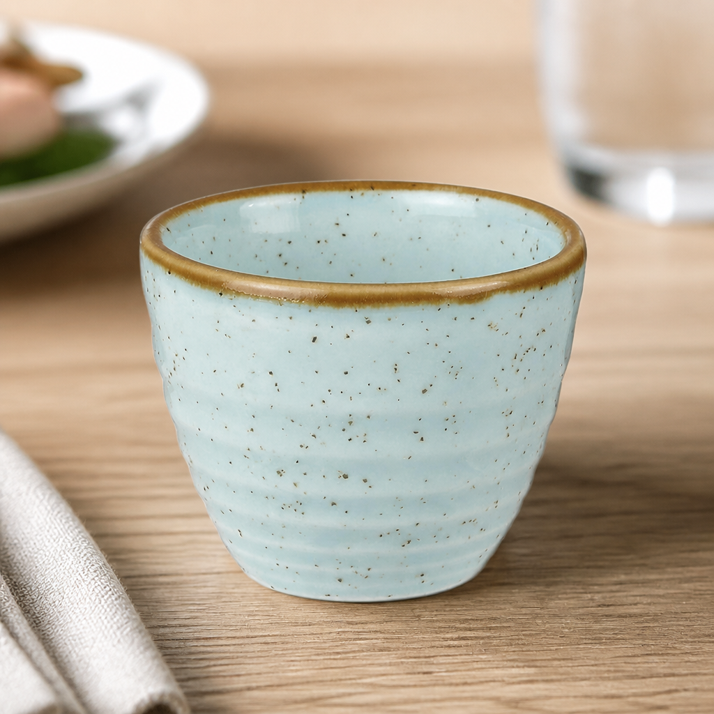 Commercial Dip Pots 57ml Ceramic Blue Ripple 12 Pack