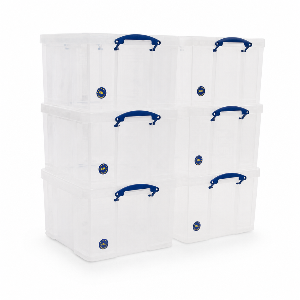 42 L Clear Clip Lock Storage Boxes – Pack of 6
