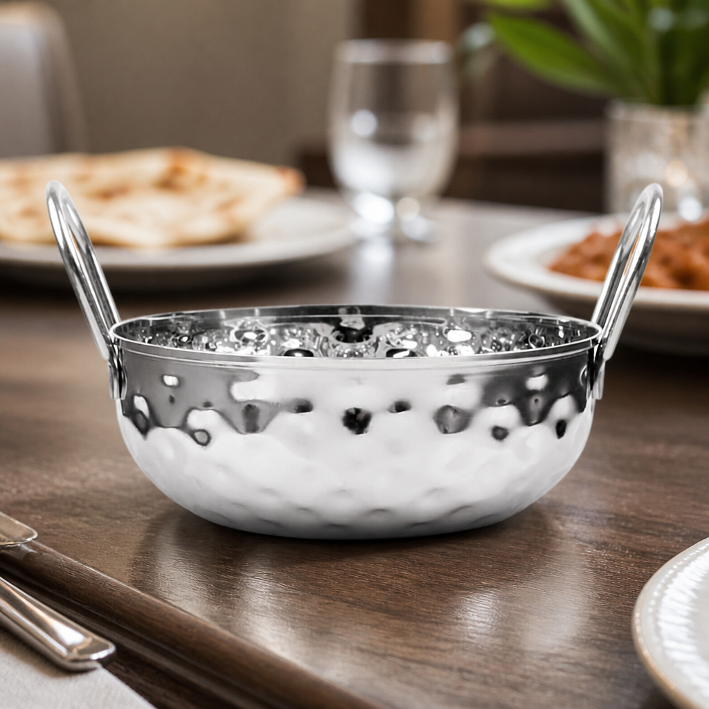 Table Presentation Hammered Kadai Dish Stainless Steel 150mm
