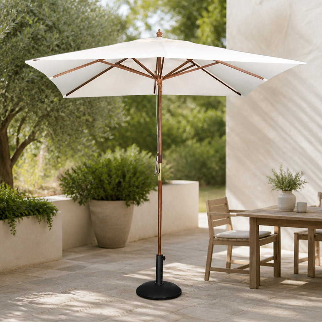 Commercial 2.5m Square Pulley Parasol in Cream Color