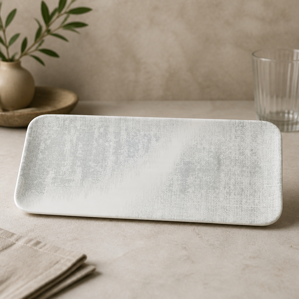Commercial Jute Grey Organic Coupe Rectangle Platter 270 x 160mm