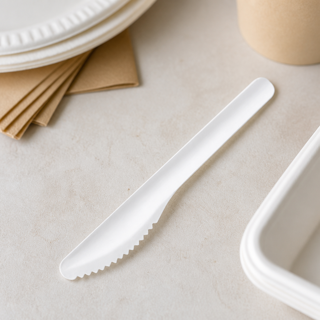 Compostable Paper Knives 165mm - 100 Pack Commercial Cutlery