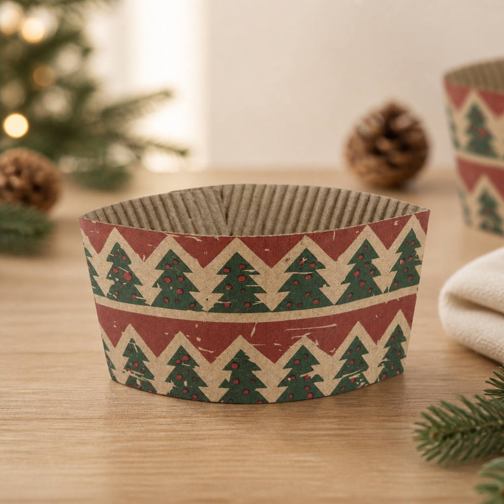 Recyclable Christmas Cup Sleeves for 8oz Hot Cups 100 Pack