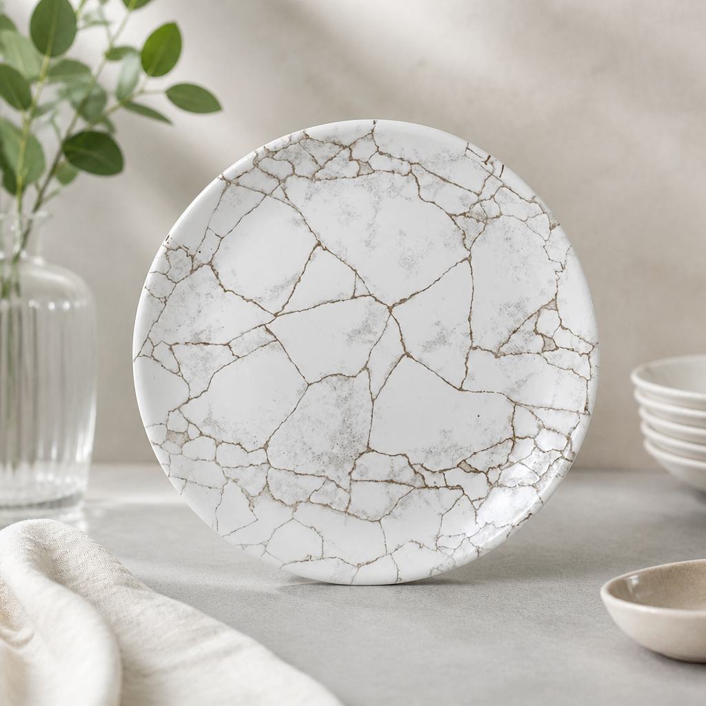Commercial Kintsugi Agate Grey Coupe Plates 260mm - 12 Pack