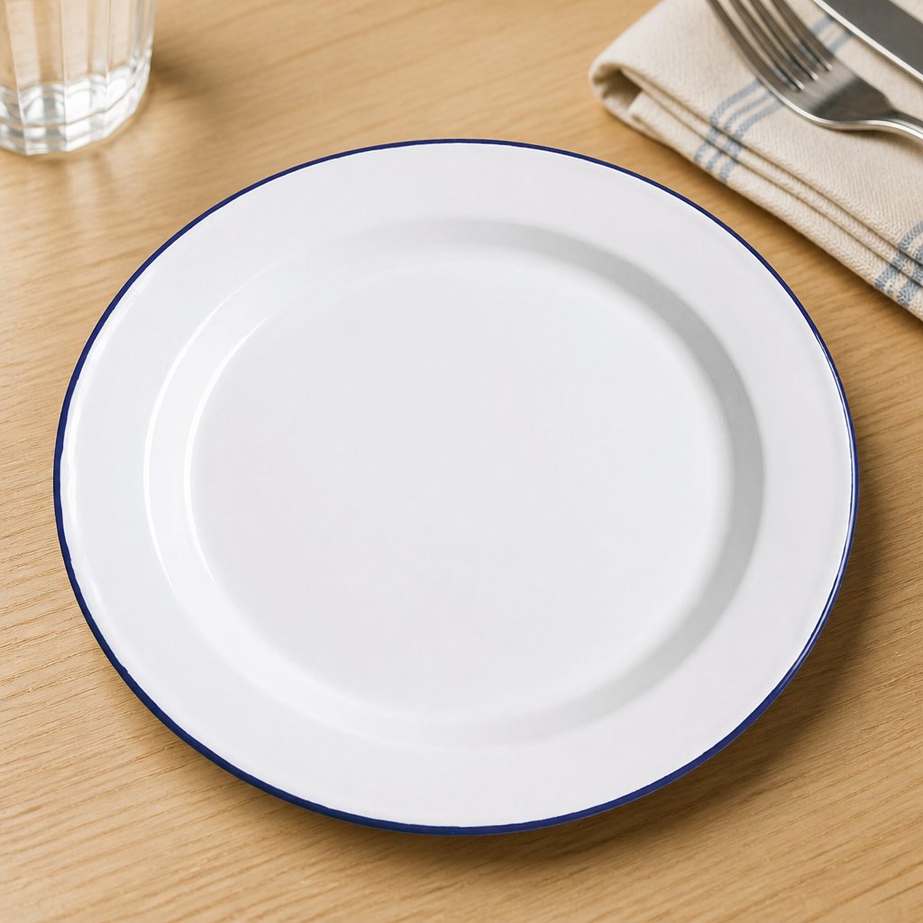 Commercial Enamel Dinner Plates 245mm Retro Style 6 Pack