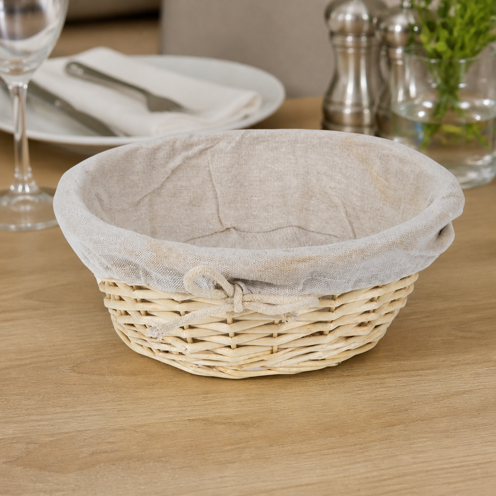 Commercial Wicker Serving Basket with Removable Liner 230mm Ø