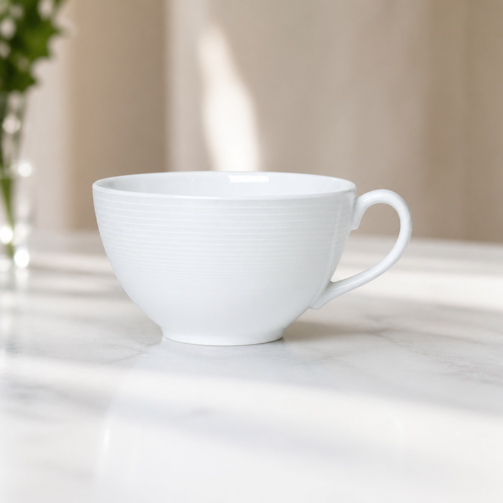260ml Commercial Bone China Teacups - 12 Pack Spiro Design