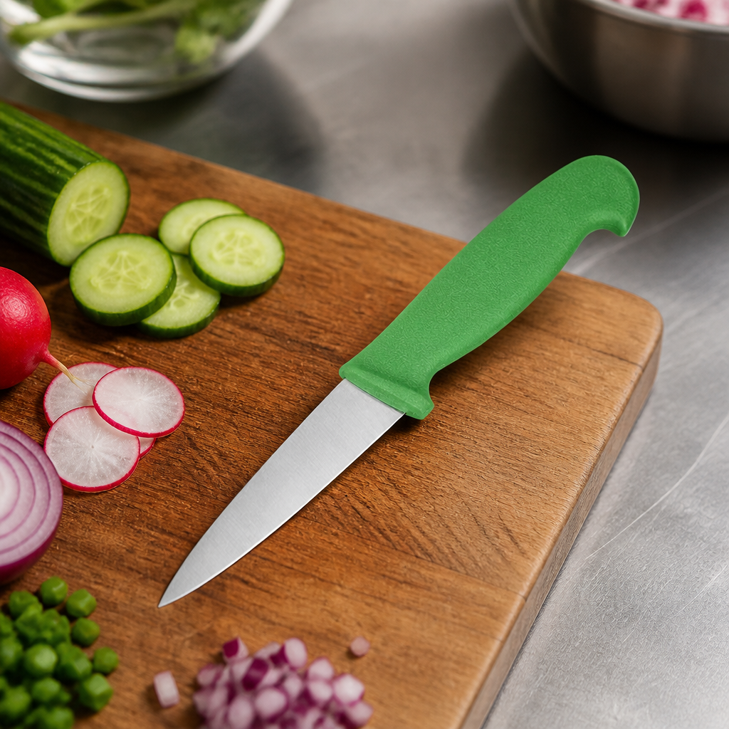 Commercial Paring Knife 8.3cm Green Handle Ergonomic Design