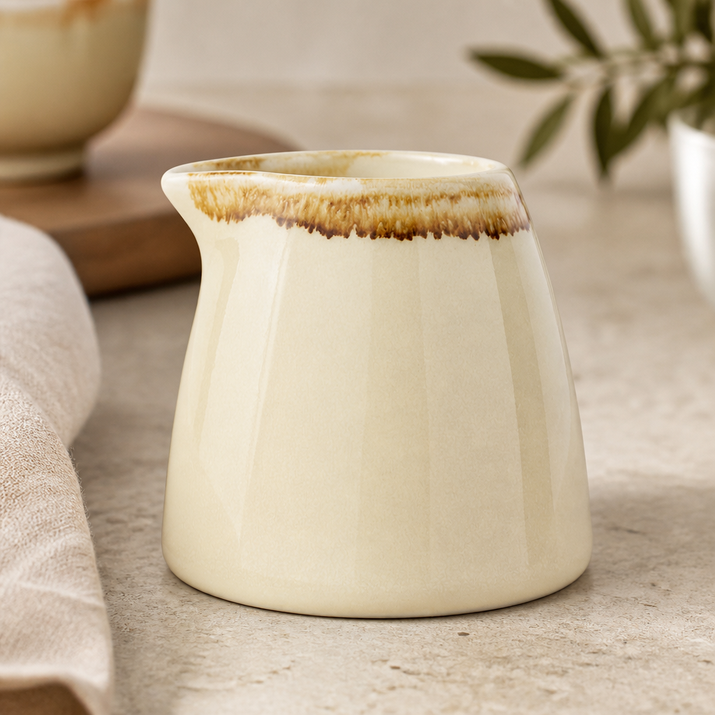 Commercial Porcelain Milk Jugs 96ml Sandstone 6 Pack