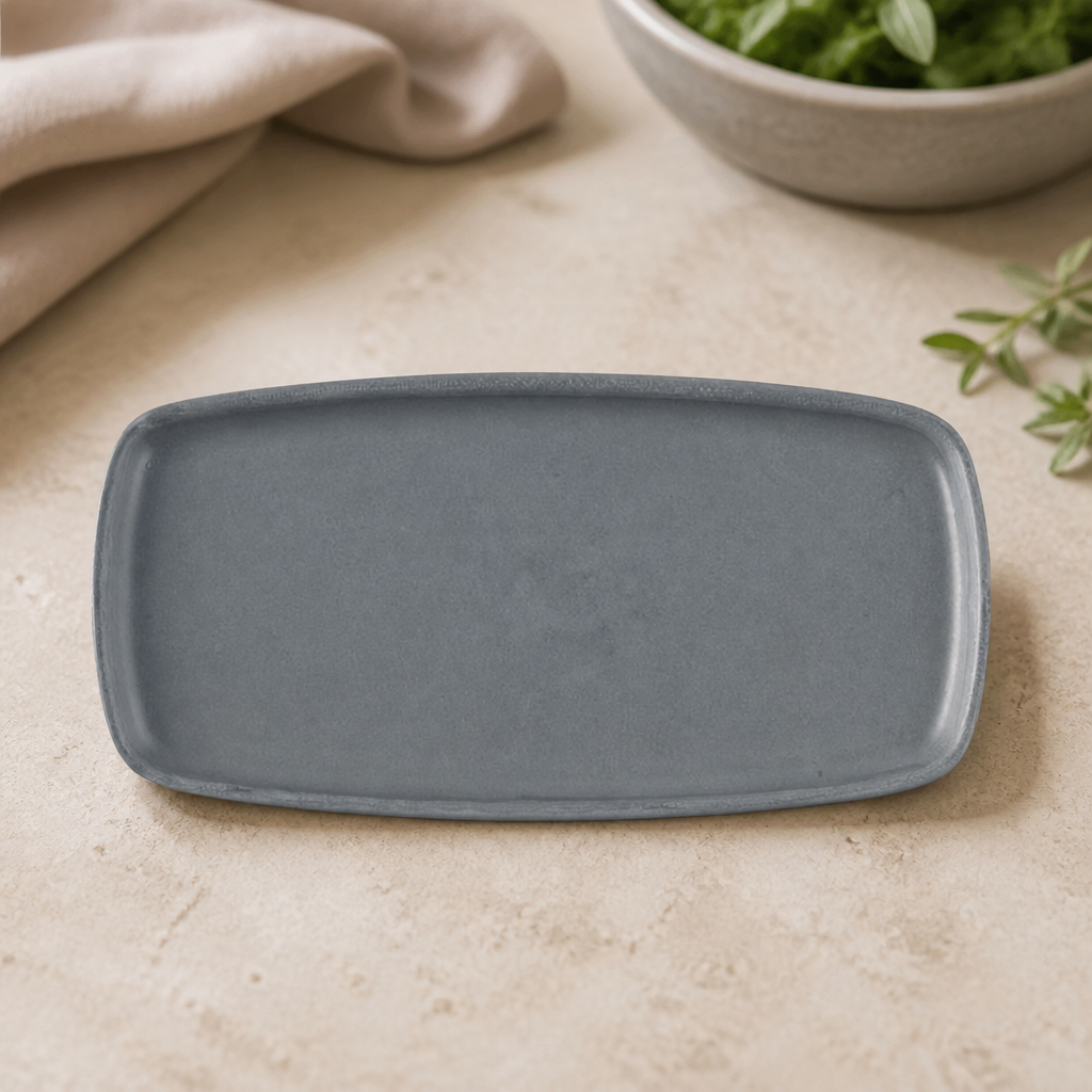 Commercial Oblong Plates 287x146mm Grey Super Vitrified Ceramic