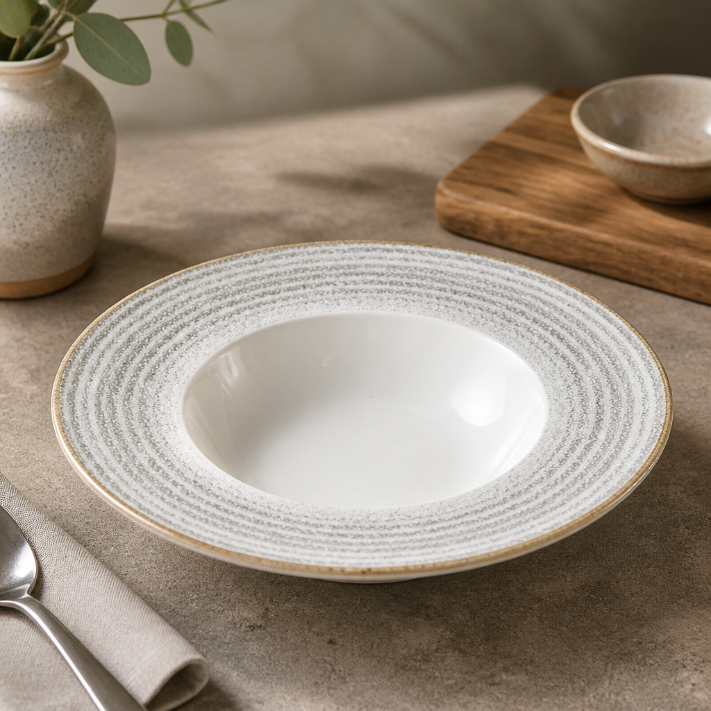 Commercial Wide Rim Bowls 240mm Stone Grey 12 Pack