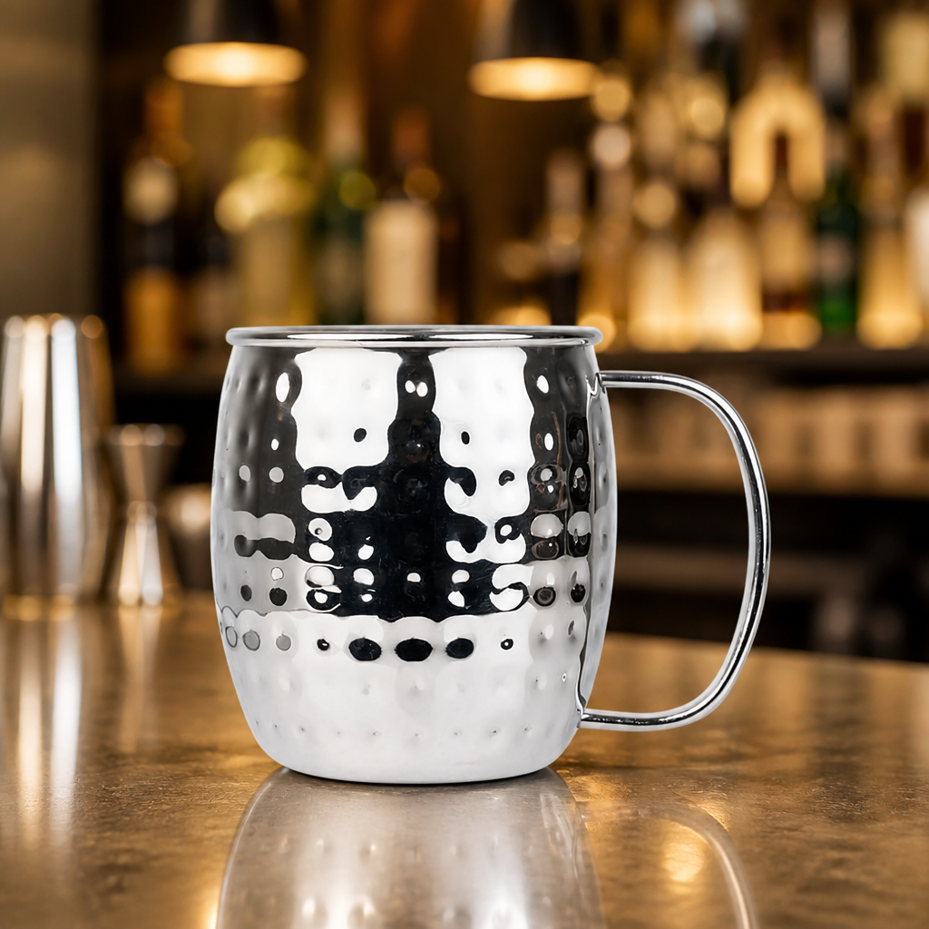 Commercial Hammered Stainless Steel Mug 440ml for Bars