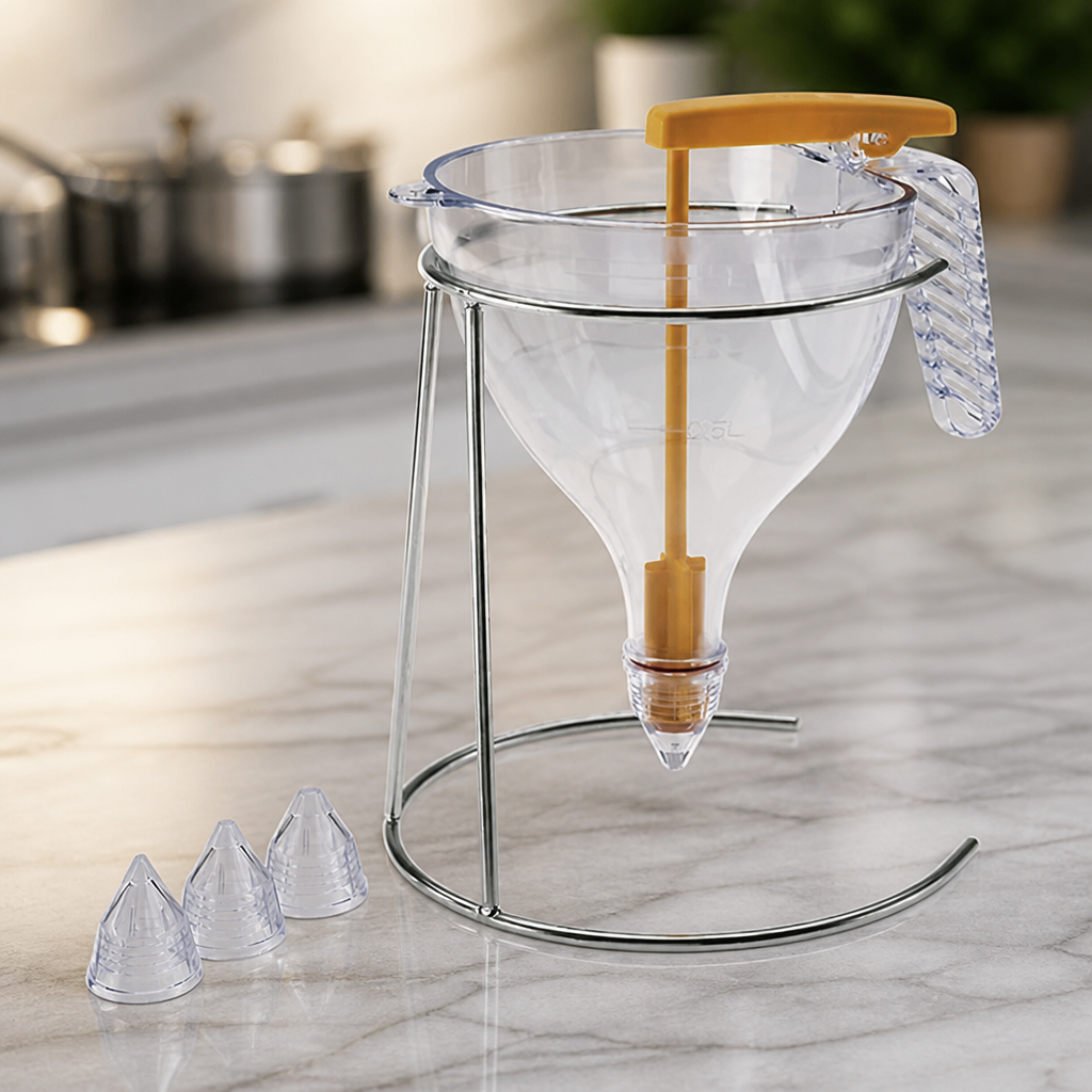 1.5Ltr Commercial Piston Funnel with Stand and Nozzles
