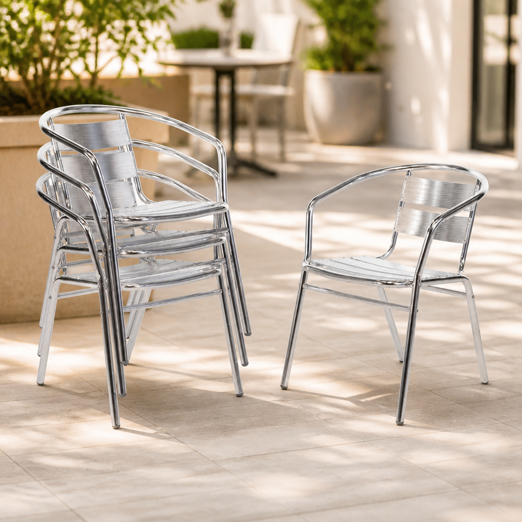 Commercial Aluminium Bistro Chairs - Lightweight Stackable Seating
