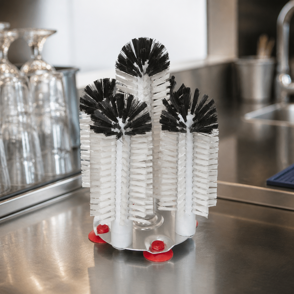 Commercial Glass Washer with Five Brushes and Suction Base