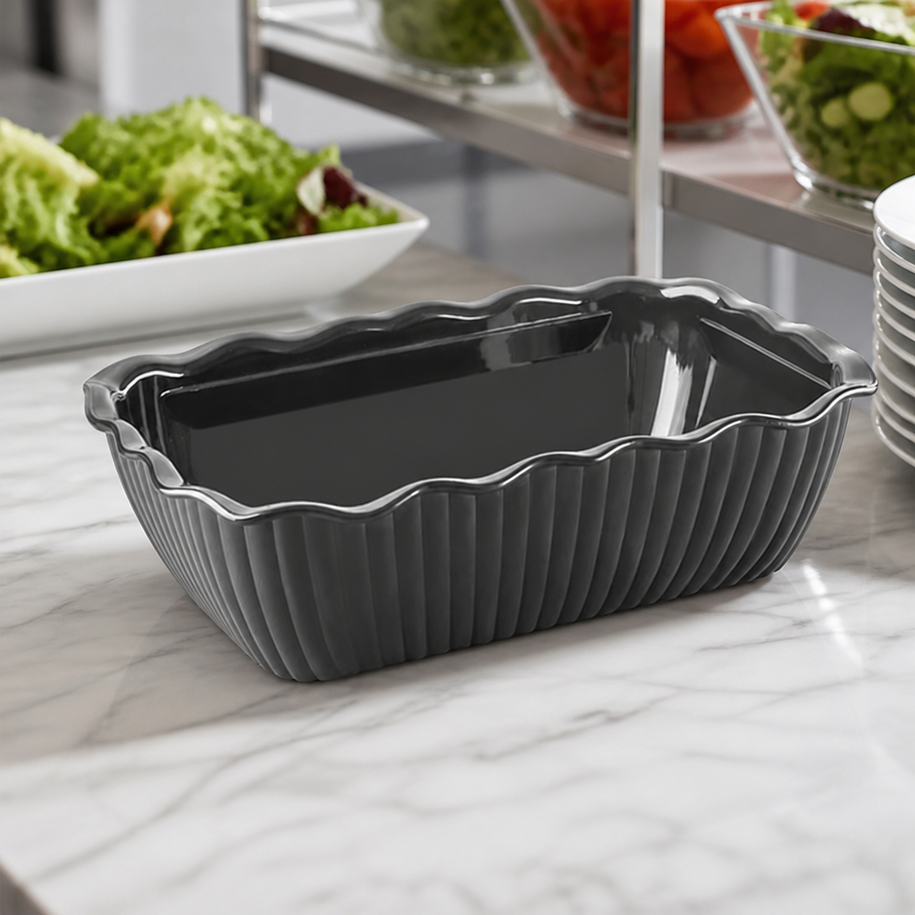 Medium Commercial Salad Crock 2L Durable SAN Plastic Black