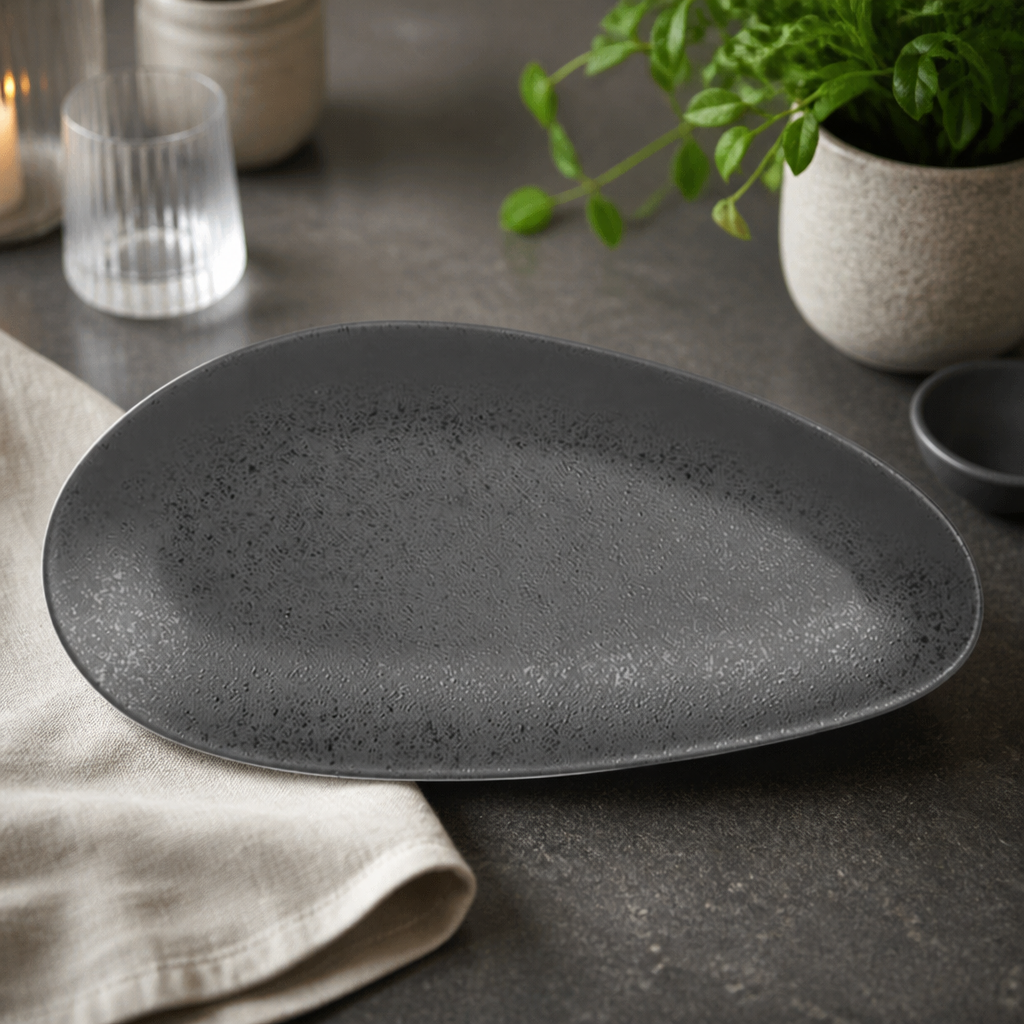 Commercial 357mm Oval Serving Plate - 4 Pack Stoneware