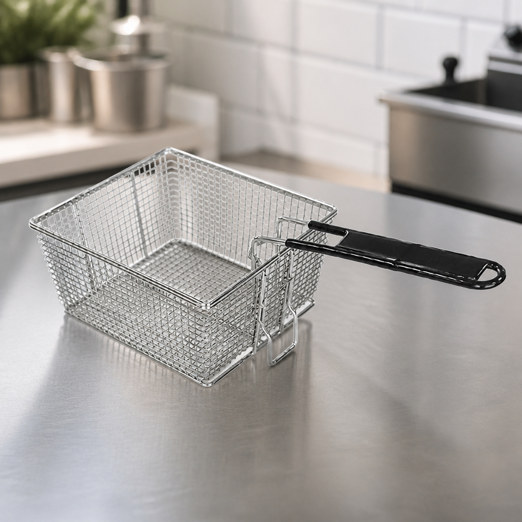Commercial Fryer Basket 105mm Height Iron Silver Finish