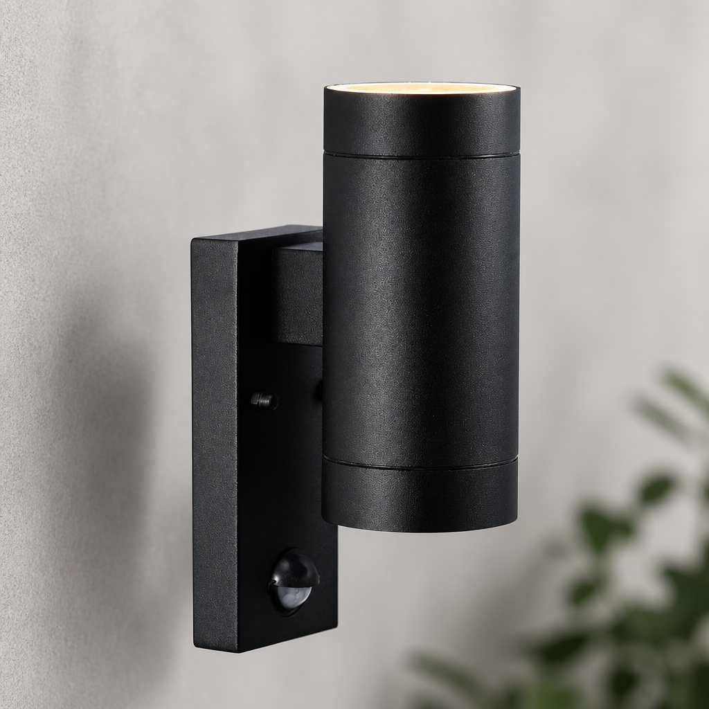 Double Sensor Outdoor Wall Light for Bulbs Black
