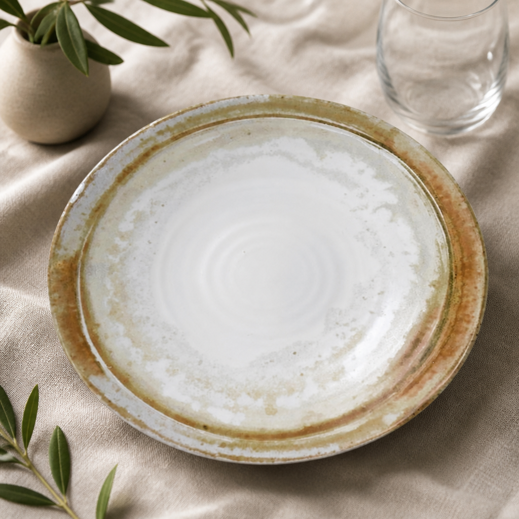 Commercial Organic Coupe Plates 230mm Set of 12 Vitrified Ceramic