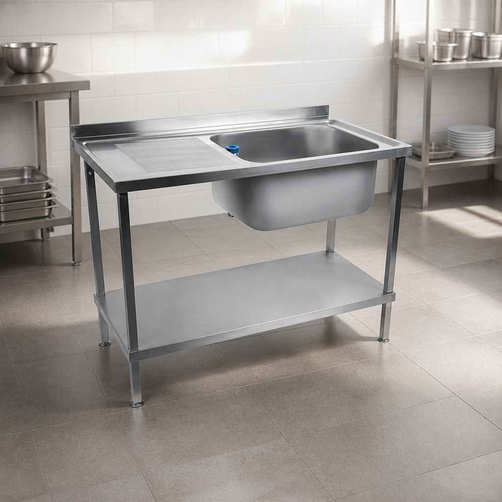 Commercial Stainless Steel Sink with Left Hand Drainer 1200mm