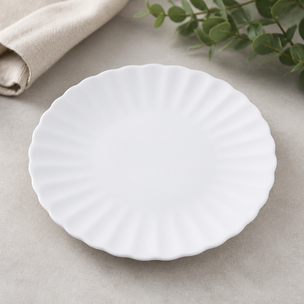 Commercial Fluted Coupe Plates 215mm Pack of 12 Bone China