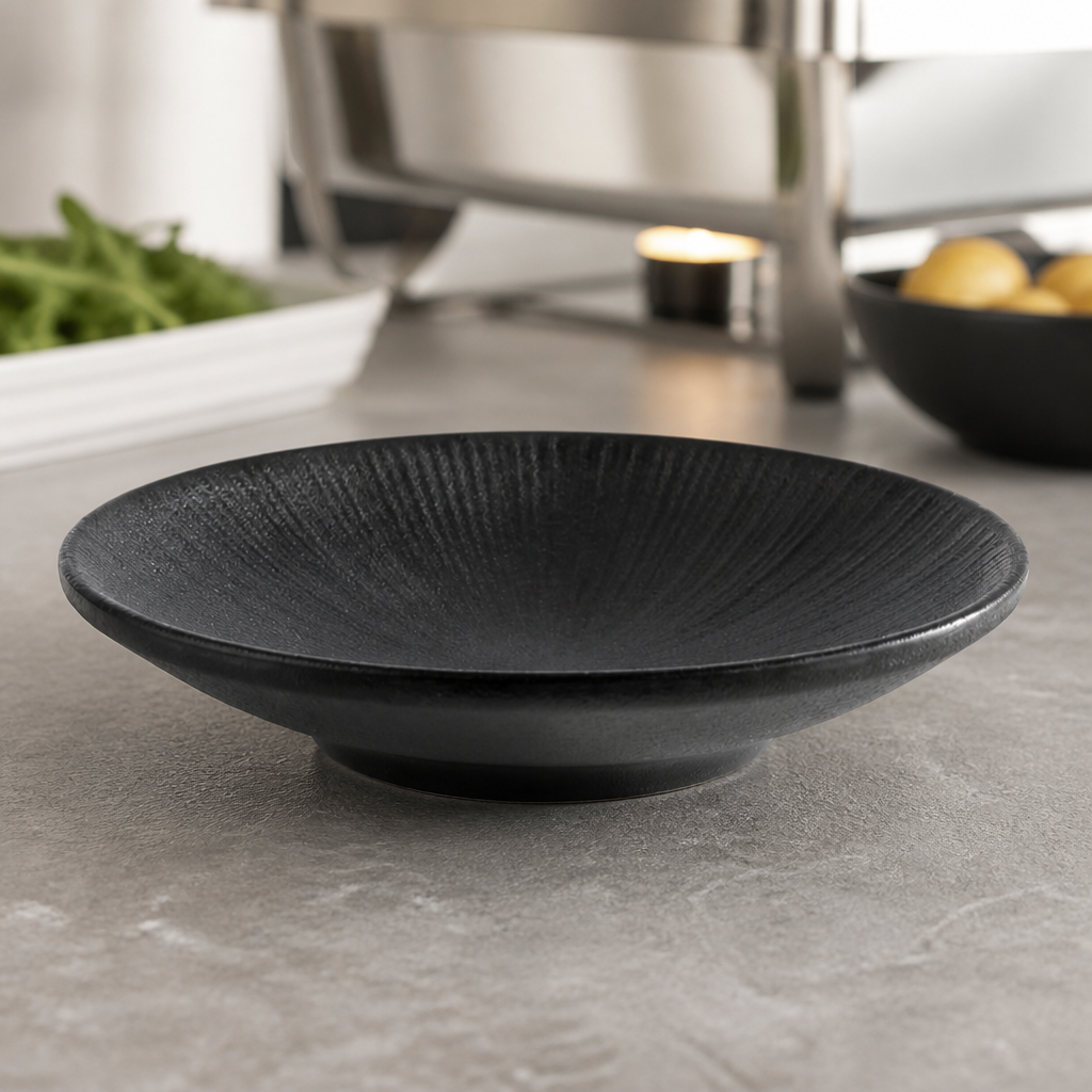 Commercial Melamine Plate Black 150mm 1.8L Dishwasher Safe