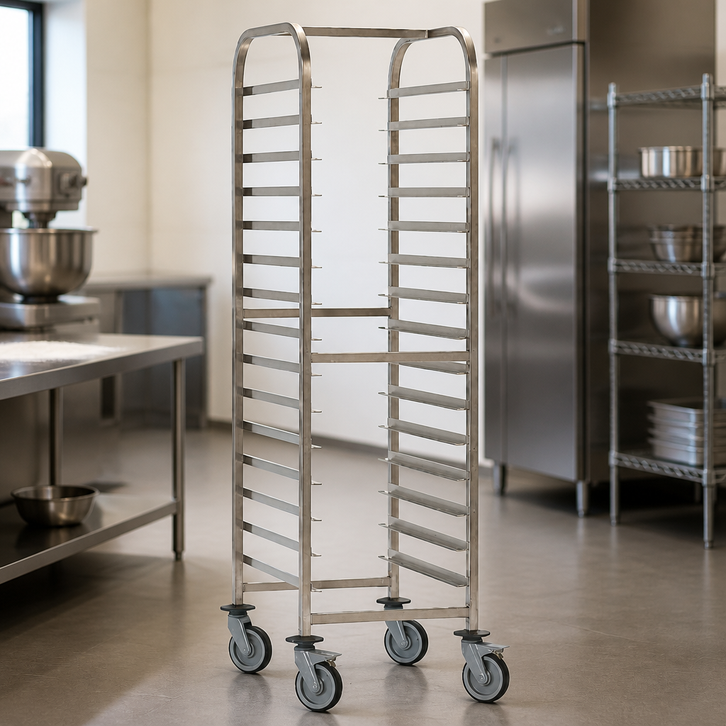 Commercial Stainless Steel Tray Trolley 15 Shelves 1700mm High