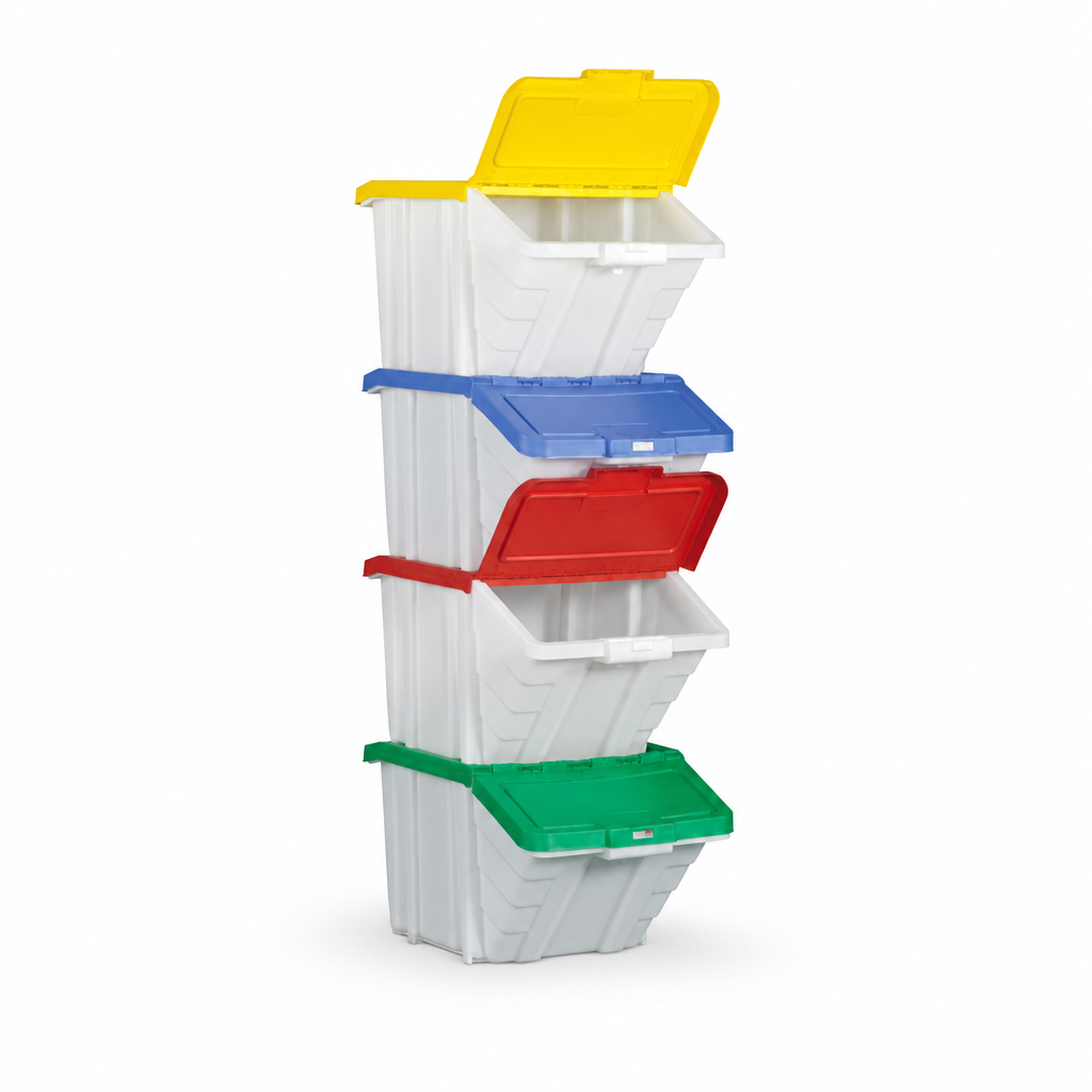 50L Stackable Storage Containers With Coloured Lids