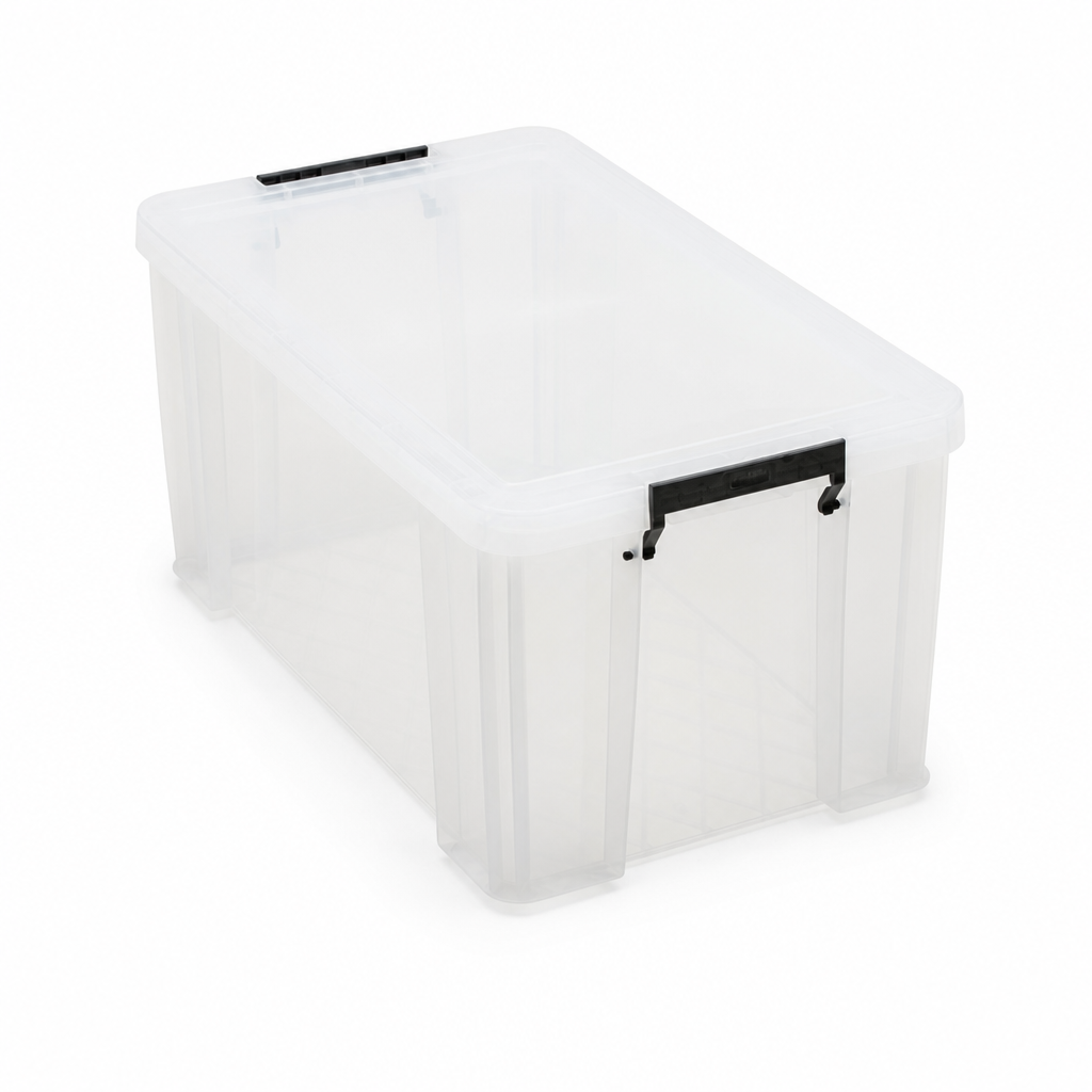 51 Litre Clear Plastic Storage Box with Clip Lock Lid