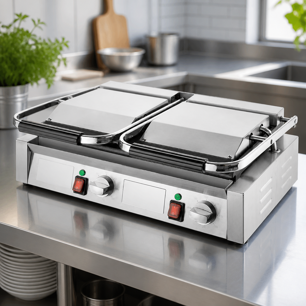 Extra Large Commercial Double Flat Plate Contact Grill