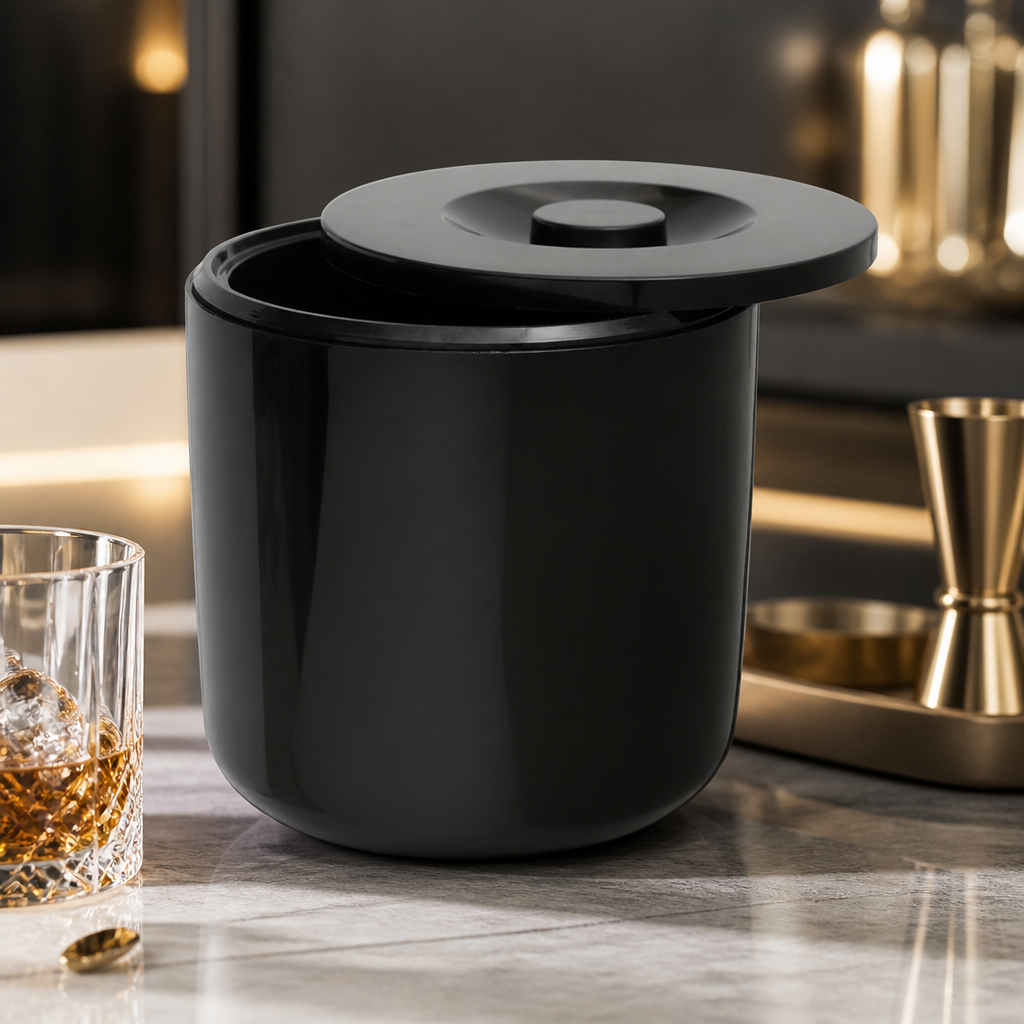 Commercial Insulated Round Ice Bucket 4.5L Capacity Black