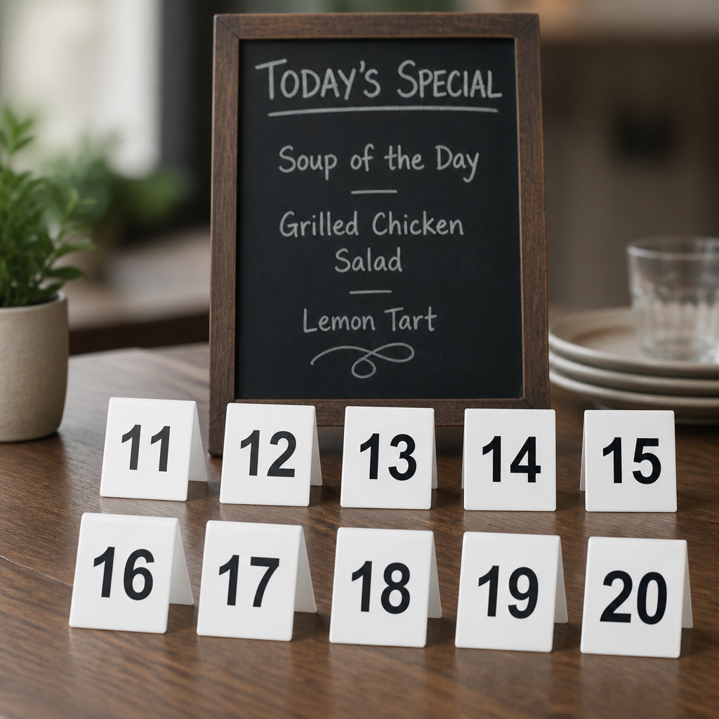 Commercial Plastic Table Numbers Set 11-20 for Restaurants