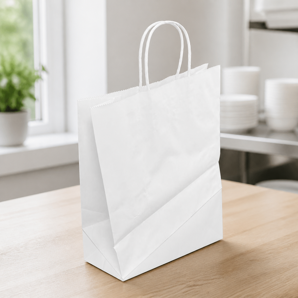 Medium Recyclable Paper Bags 250 Pack for Commercial Use