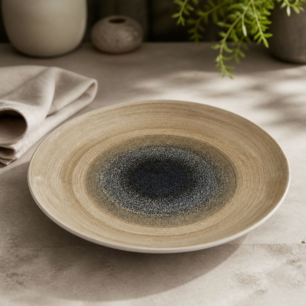 Commercial Deep Coupe Plates 281mm Natural Rustic Design 12 Pack