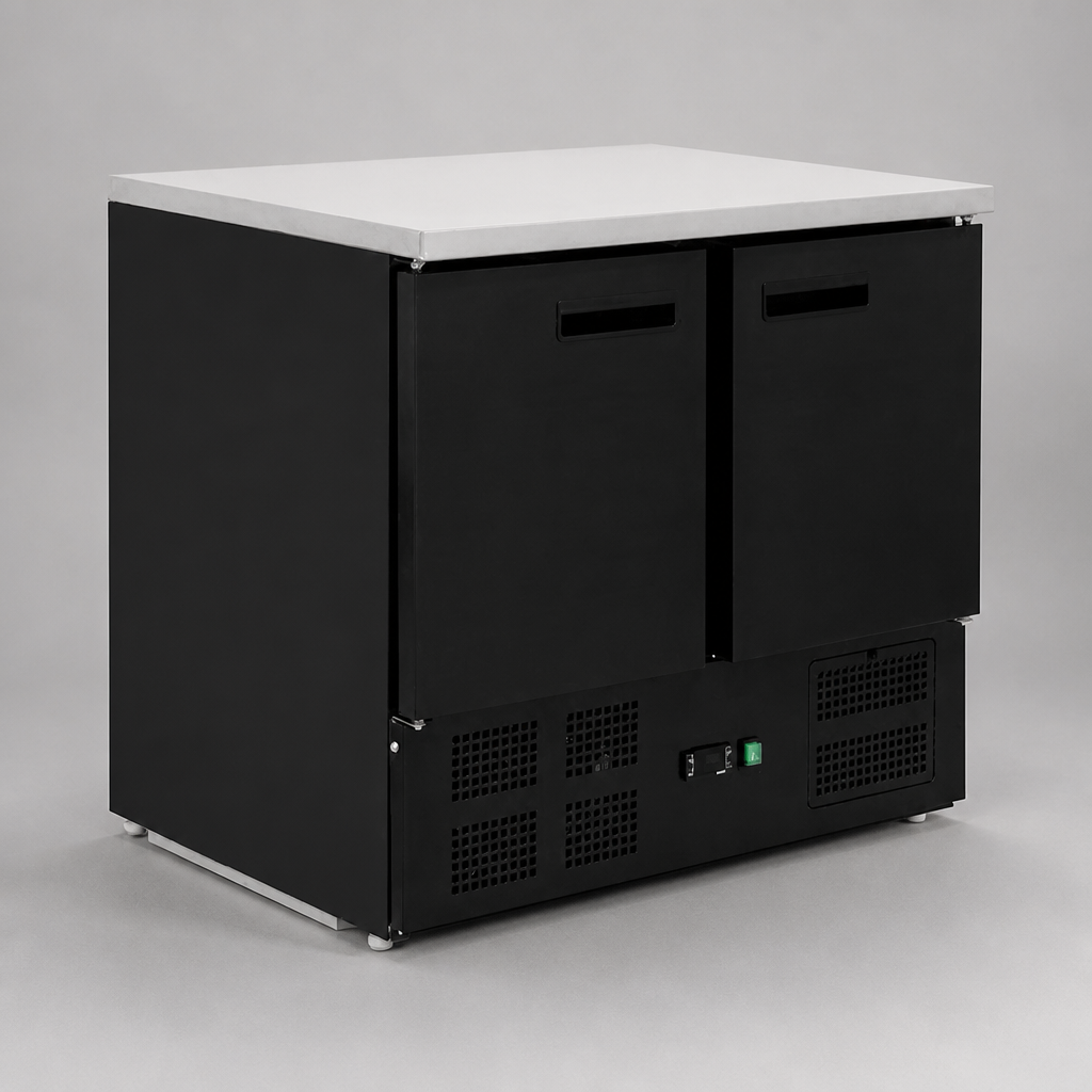Double Door Commercial Counter Fridge 240L Capacity Black