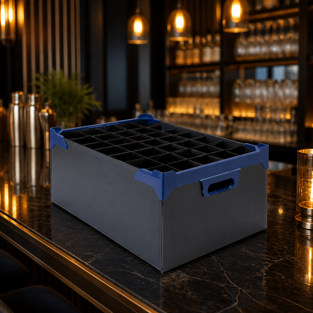 Commercial Glass Storage Carry Box for 35 Champagne Flutes