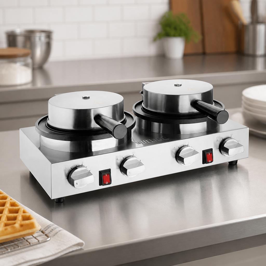 Commercial Double Belgian Waffle Maker 60 Waffles Per Hour