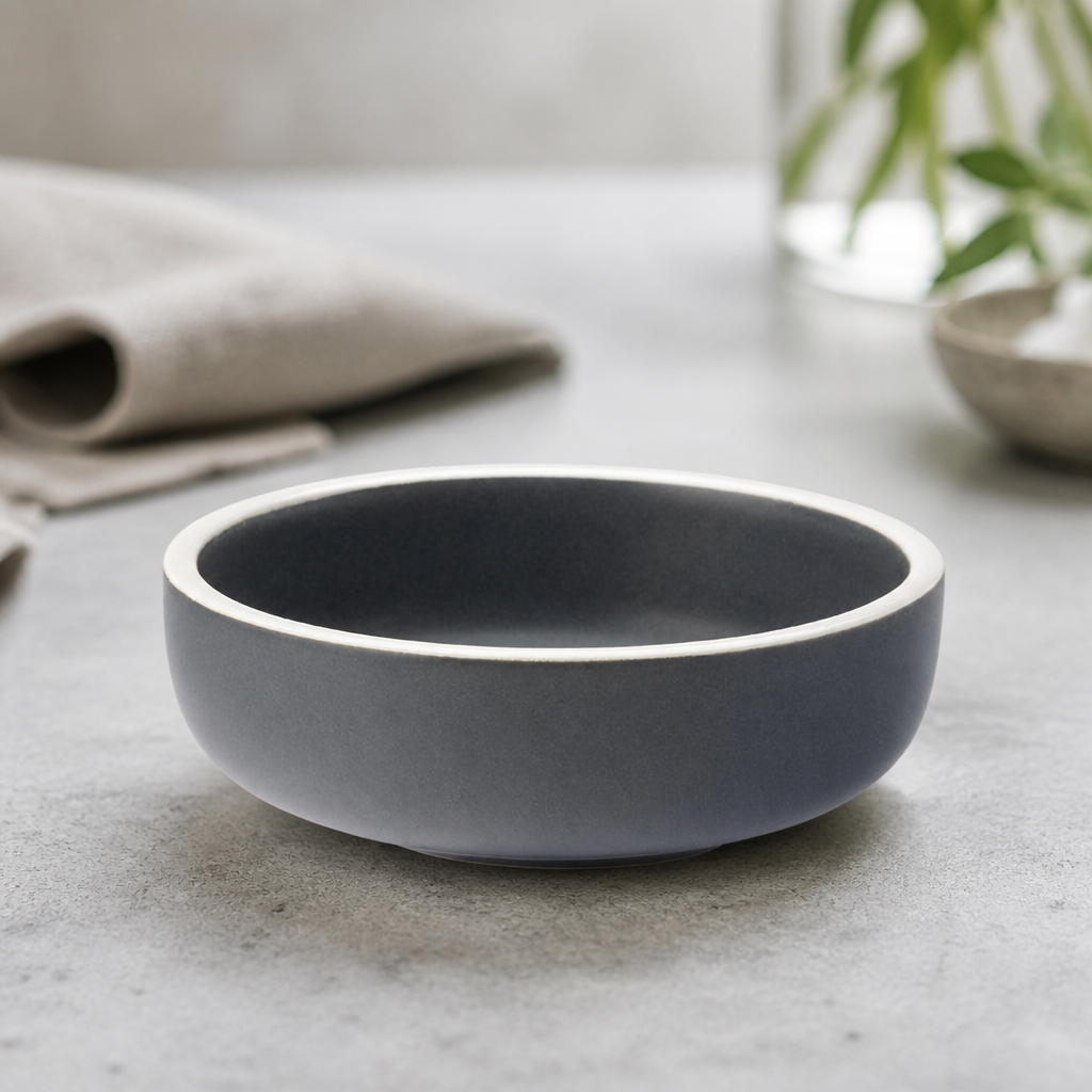 Commercial Dipping Pots Charcoal 90mm Vitrified Porcelain 12 Pack