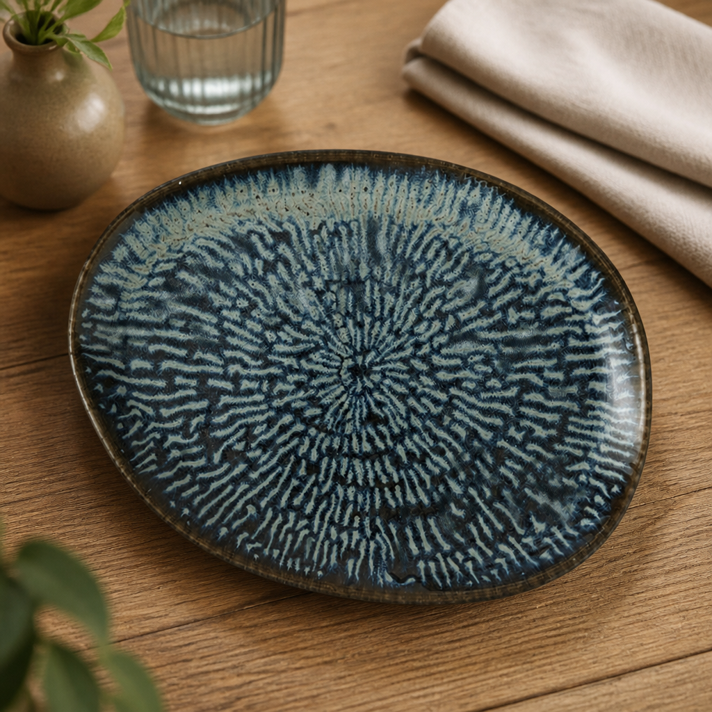 Sapphire Blue Oblong Super Vitrified Plates 260x200mm 6 Pack