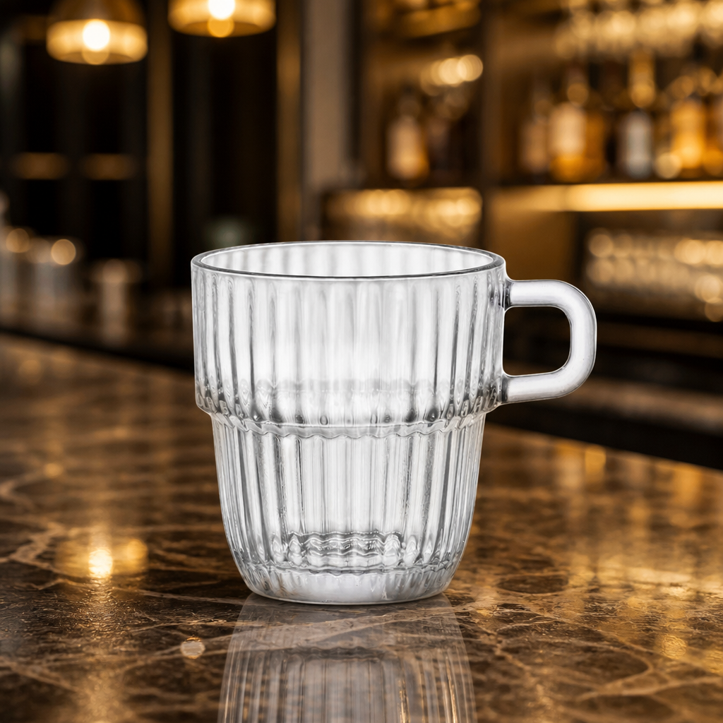 Commercial 250ml Tea Cups - Stackable Glass Set of 12