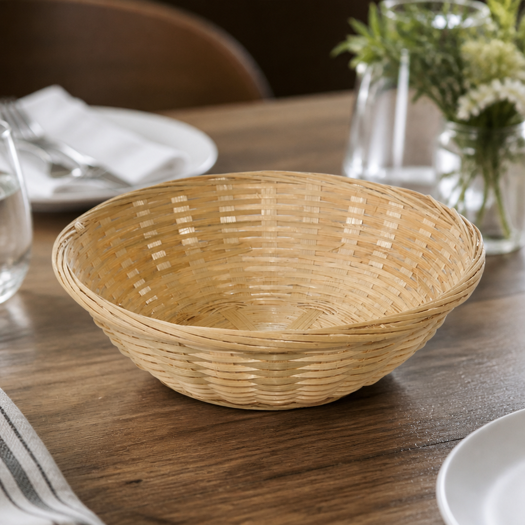 Commercial Wicker Round Bread Baskets 200mm Display 6 Pack