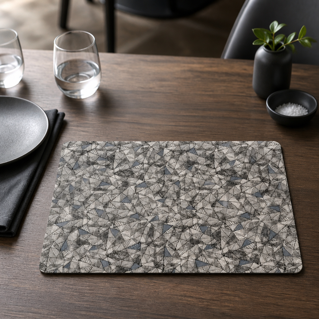 Modern twist silicone placemats black grey hatch 305x400mm 12pk