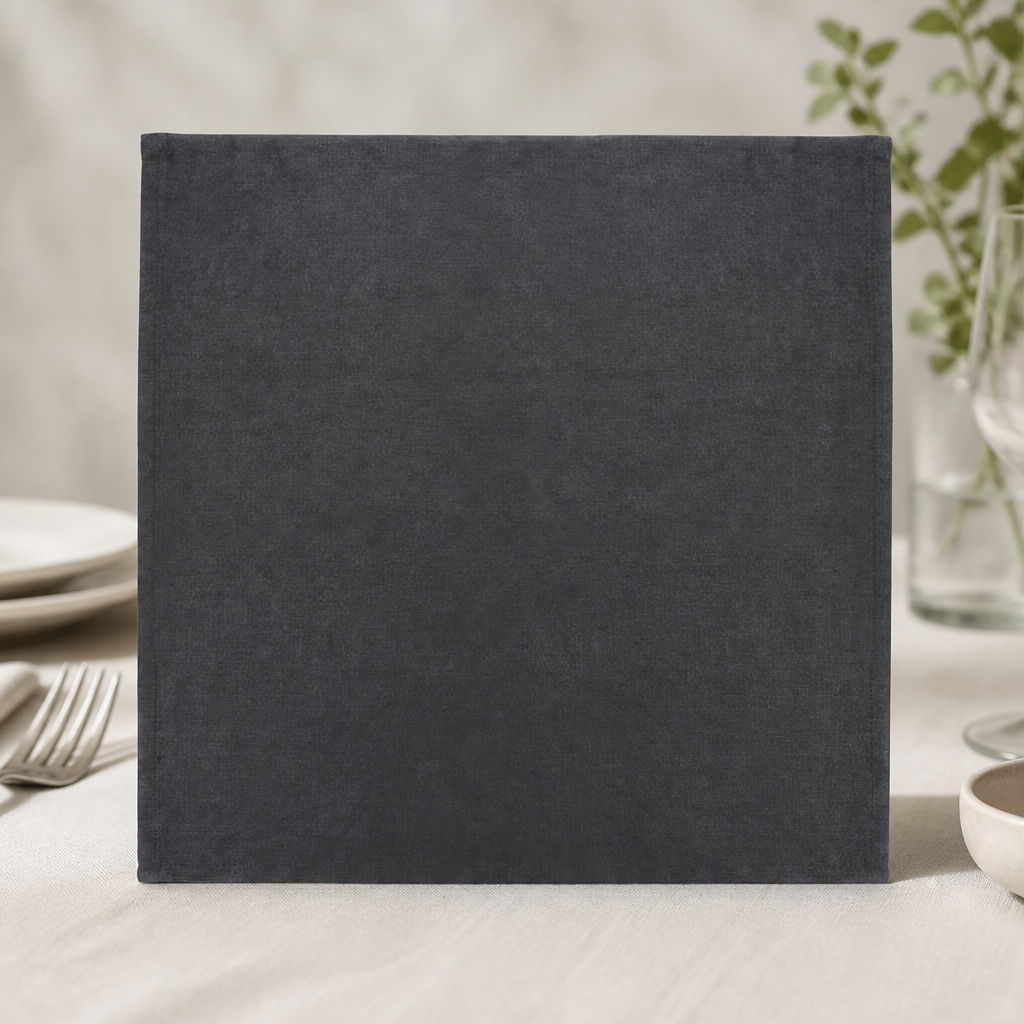 Commercial Linen Table Napkins Black 400x450mm 12 Pack