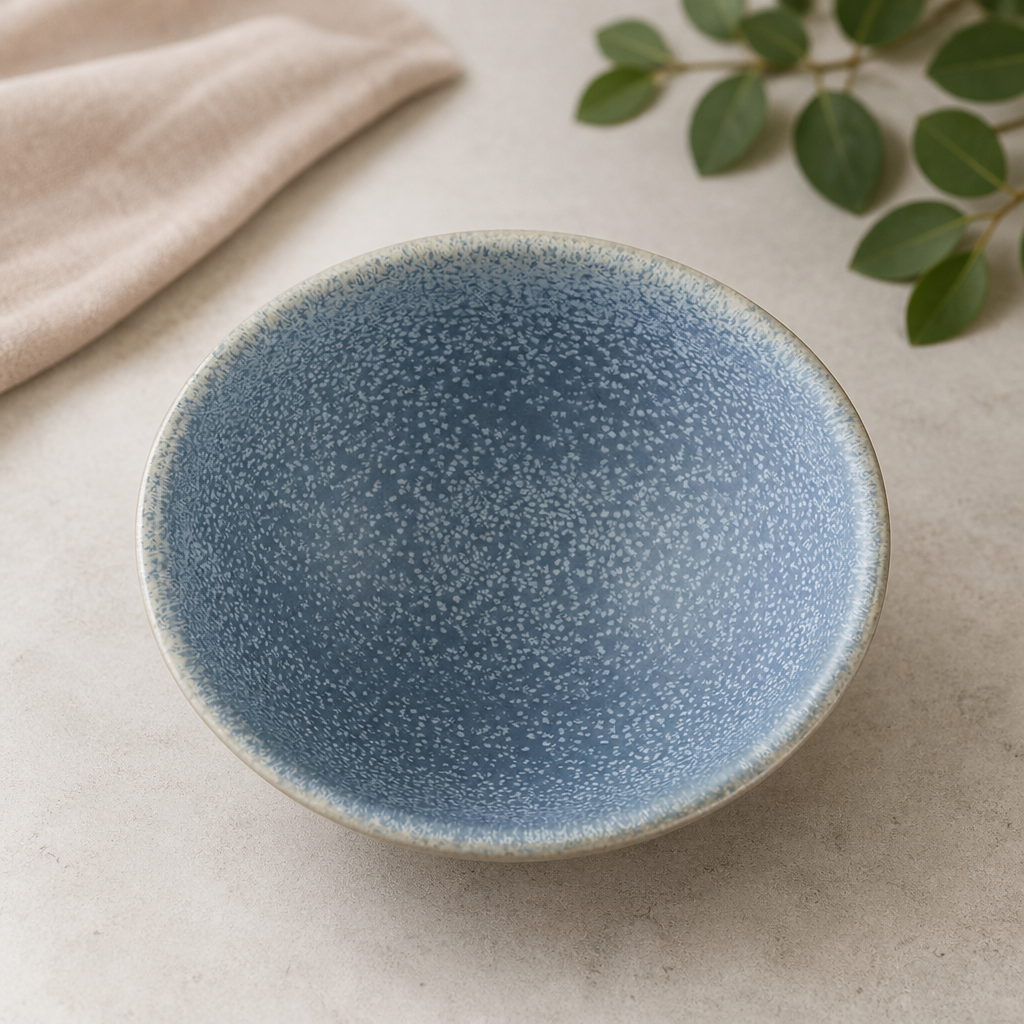 Commercial Rice Bowls 105mm Blue Reactive Glaze 6 Pack