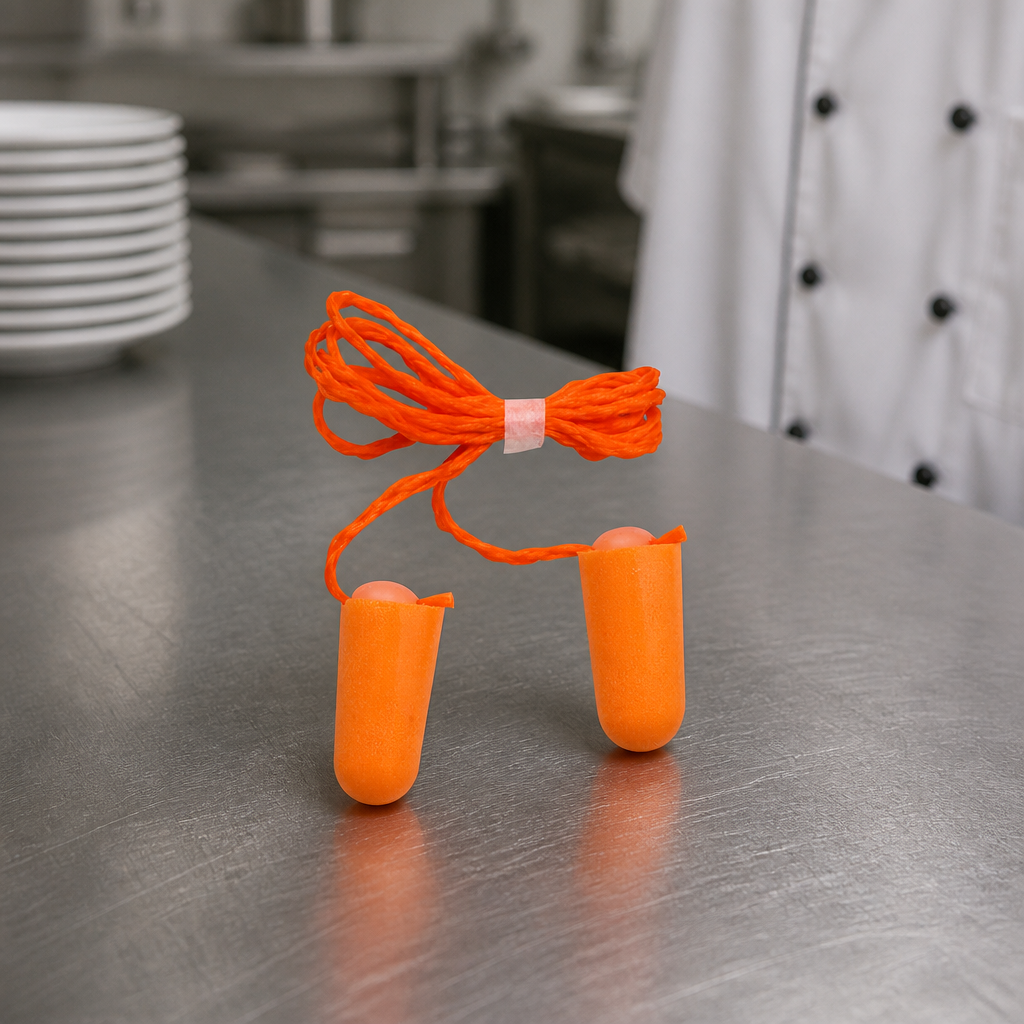 Commercial Foam Earplugs with Cord - 100 Pack