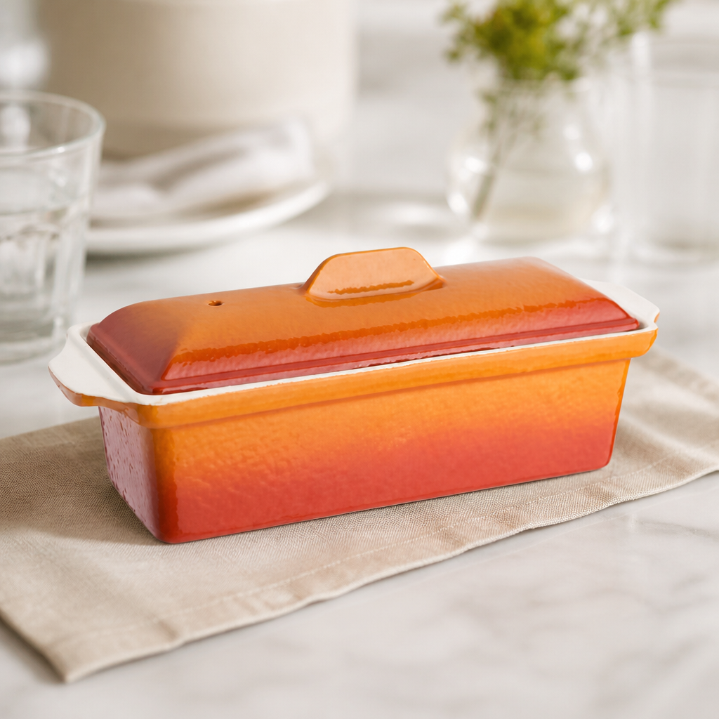 Commercial Terrine Dish 1.3L Cast Iron Orange Non-Stick