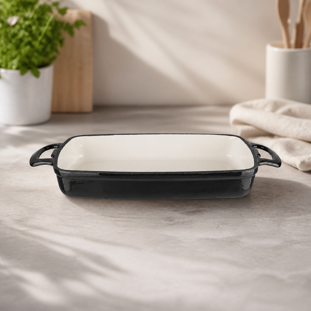 Commercial Cast Iron Roasting Dish 2.8L Black Enamelled