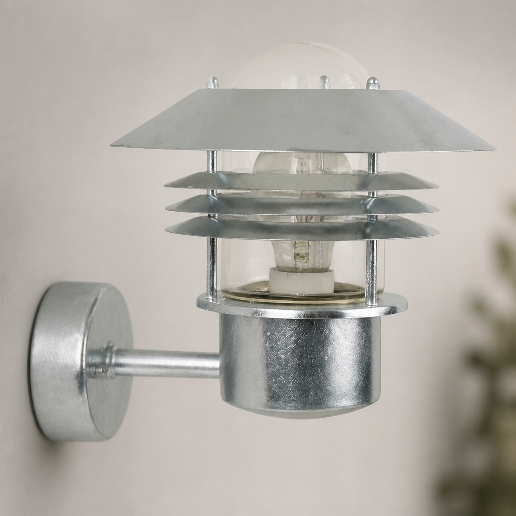 Galvanised Outdoor Wall Light 230mm for Coastal Conditions